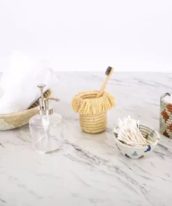 KAZI Natural Fringed Brush Cup Home Goods