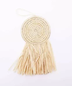 KAZI Fair Trade Natural Fringed Disc Ornament