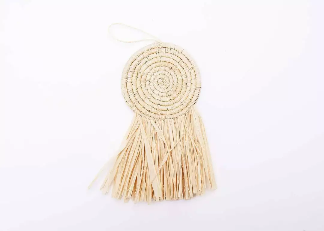 KAZI Fair Trade Natural Fringed Disc Ornament 1 KAZI Fair Trade Natural Fringed Disc Ornament