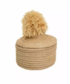 KAZI Home Goods Natural Penelope Pom Pom Box