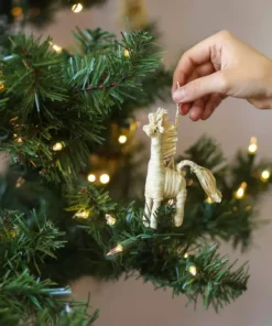 KAZI Fair Trade Natural Raffia Giraffe Ornament
