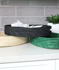 KAZI Natural Raffia Oval Tray Home Goods