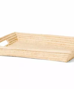 KAZI Natural Rectangular Raffia Tray Home Goods