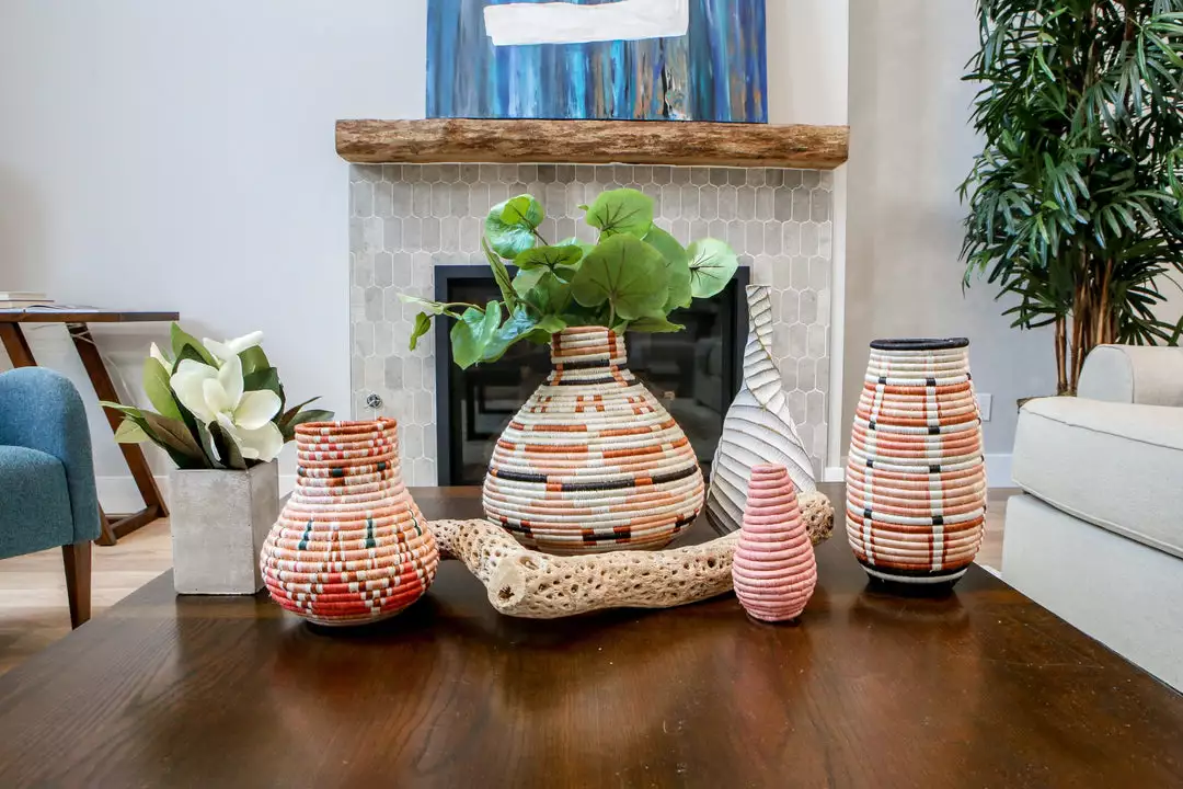 KAZI Peach Pilar Vase 2 KAZI Peach Pilar Vase