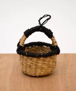 KAZI Petite Bolga Basket Ornament Set - Natural + Black 5 KAZI Petite Bolga Basket Ornament Set - Natural + Black
