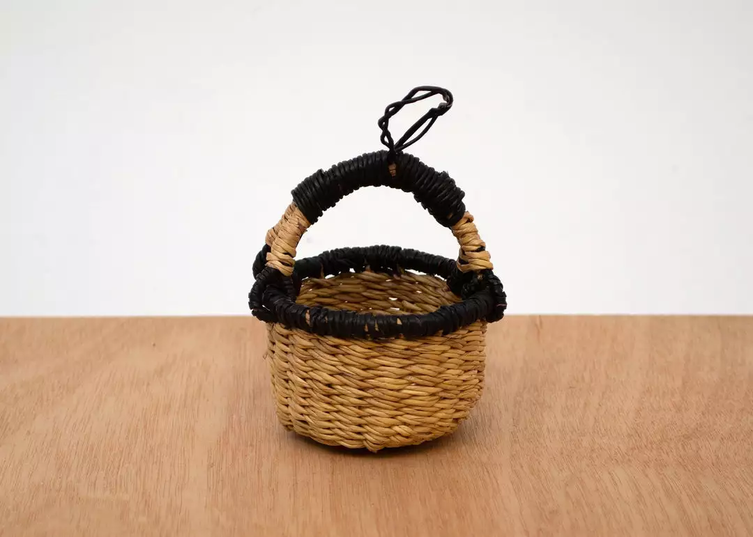 KAZI Petite Bolga Basket Ornament Set - Natural + Black 3 KAZI Petite Bolga Basket Ornament Set - Natural + Black