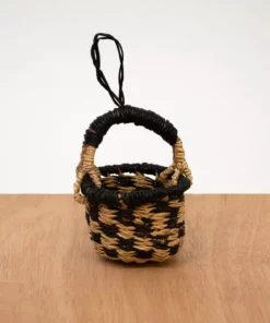 KAZI Petite Bolga Basket Ornament Set - Black