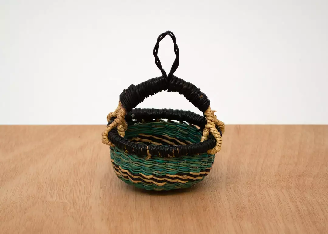 KAZI Petite Bolga Basket Ornament Set - Blue 2 KAZI Petite Bolga Basket Ornament Set - Blue