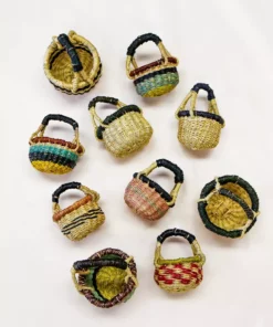 KAZI Petite Bolga Basket Ornament Set - Blue + Black