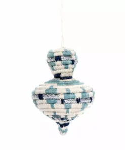 KAZI Fair Trade Rounded Blue Metallic Ornament