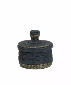 KAZI Home Goods Short Slate Raffia Box