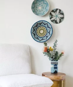 KAZI Silver Blue Abstract Vase Home Goods