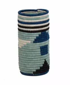 KAZI Silver Blue Abstract Vase Home Goods