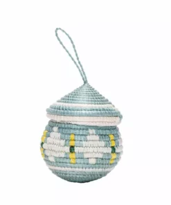 KAZI Silver Blue Egg Shaped Box Ornament