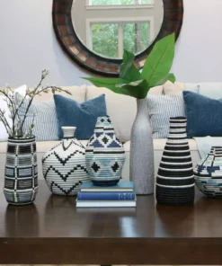 KAZI Silver Blue Kati Vase Home Goods