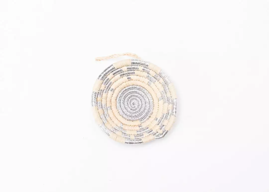 KAZI Silver Metallic Basket Ornament Fair Trade 1 KAZI Silver Metallic Basket Ornament Fair Trade