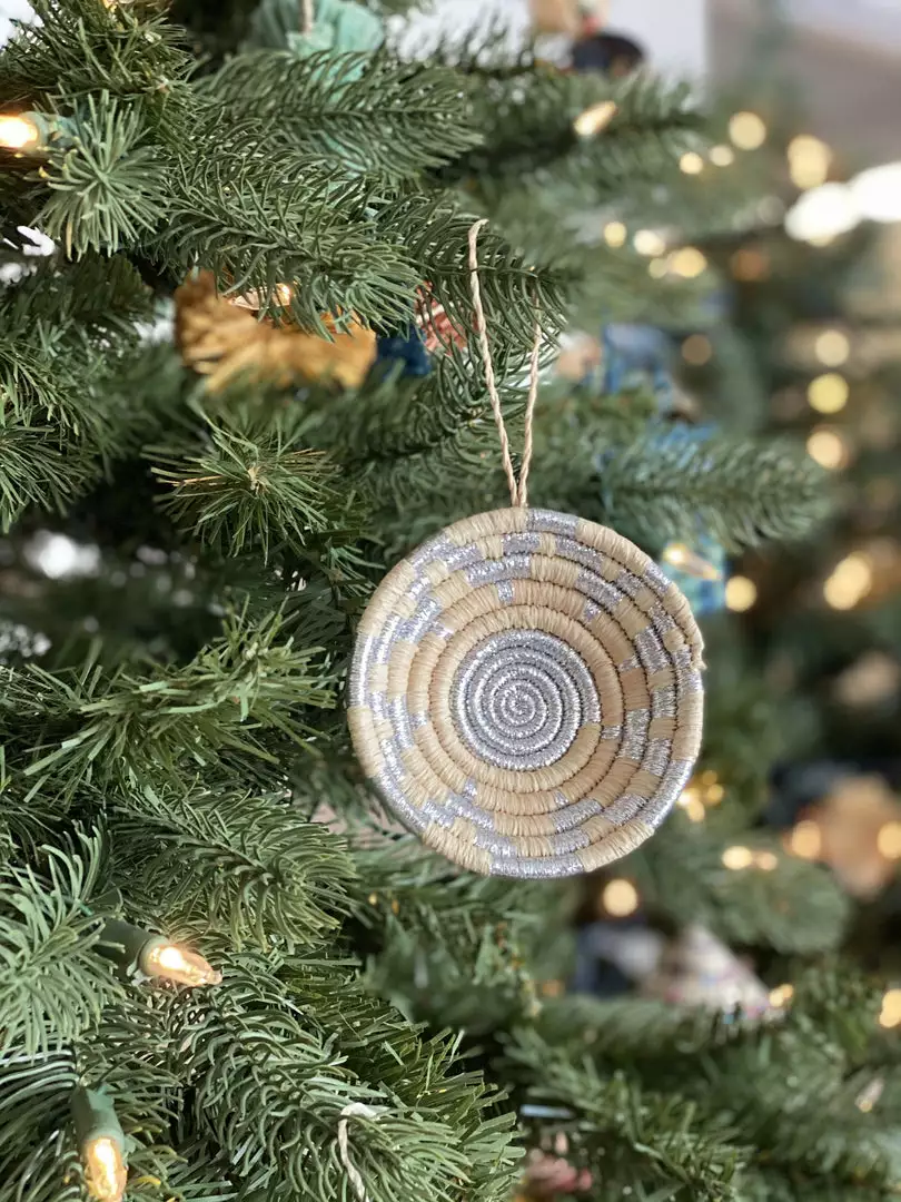 KAZI Silver Metallic Basket Ornament Fair Trade 2 KAZI Silver Metallic Basket Ornament Fair Trade