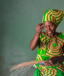 KAZI Fair Trade Silver + Red Beaded Star Ornament