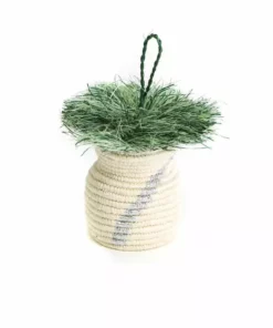 KAZI Fair Trade Silver Striped Planter Ornament