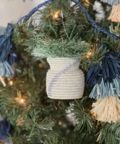 KAZI Fair Trade Silver Striped Planter Ornament