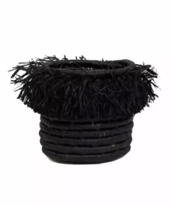 KAZI Small Black Fringed Catch All Home Goods