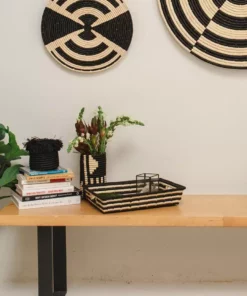 KAZI Small Black Fringed Catch All Home Goods