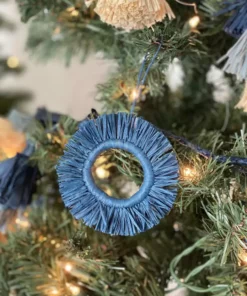 KAZI Fair Trade Soft Blue Fringed Hoop Ornament