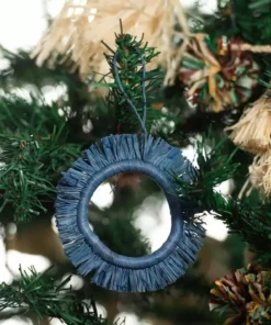 KAZI Fair Trade Soft Blue Fringed Hoop Ornament