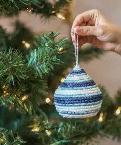 KAZI Soft Blue + Navy Bulb Ornament