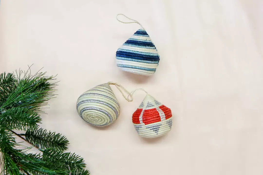 KAZI Soft Blue + Navy Bulb Ornament 3 KAZI Soft Blue + Navy Bulb Ornament