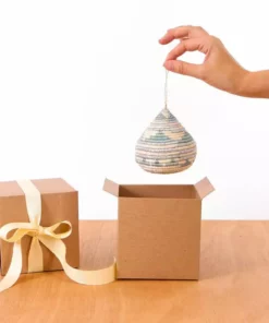 KAZI Soft Blue + Silver Bulb Ornament Fair Trade 5 KAZI Soft Blue + Silver Bulb Ornament Fair Trade