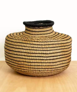 KAZI Striped Black Grass Pot