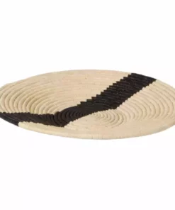 KAZI Striped Black + Natural Raffia Wall Plate I Home Goods