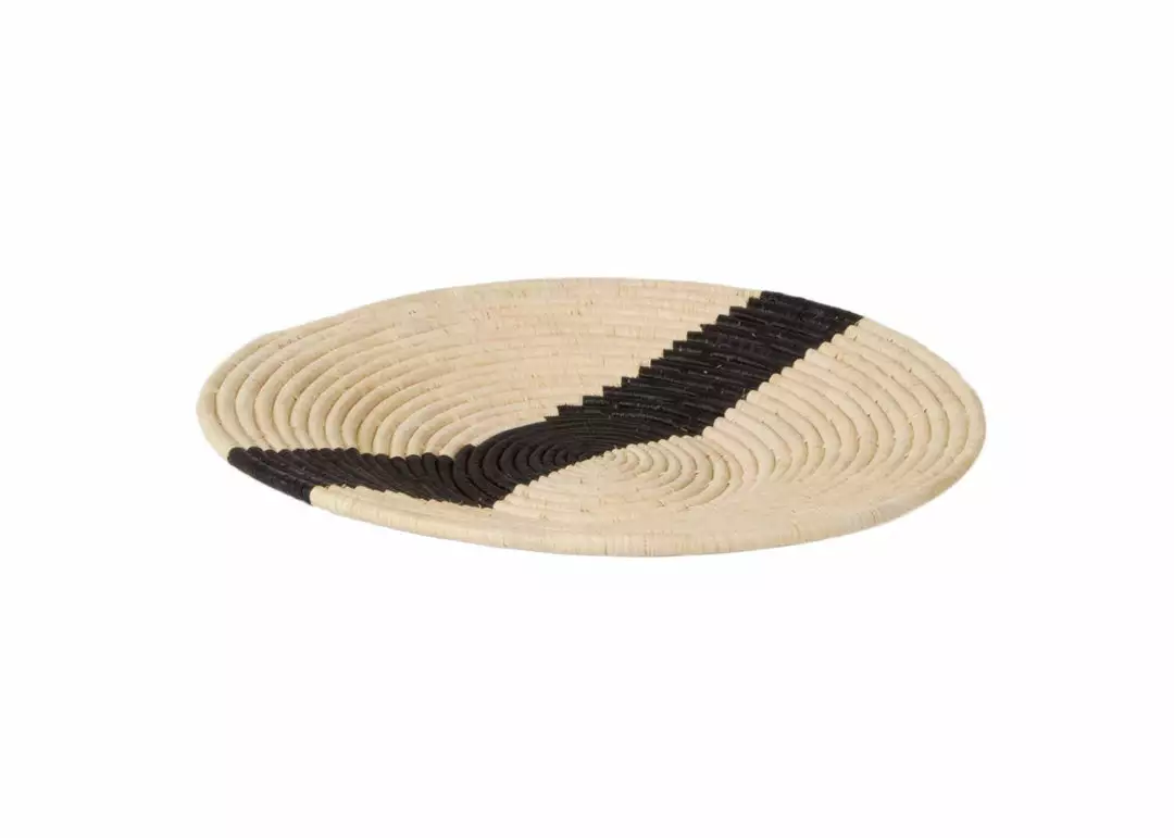 KAZI Striped Black + Natural Raffia Wall Plate I Home Goods 2 KAZI Striped Black + Natural Raffia Wall Plate I Home Goods