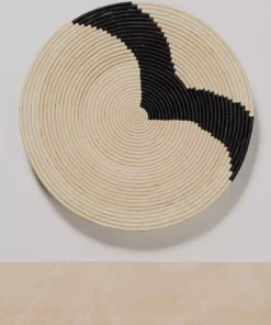KAZI Striped Black + Natural Raffia Plate II