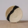 KAZI Striped Black + Natural Small Raffia Bowl