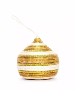 KAZI Striped Gold Bulb Ornament