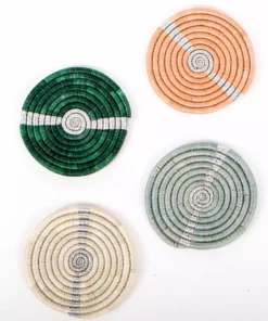 KAZI Striped Metallic Floret Coasters