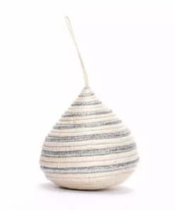 KAZI Fair Trade Striped Silver Bulb Ornament