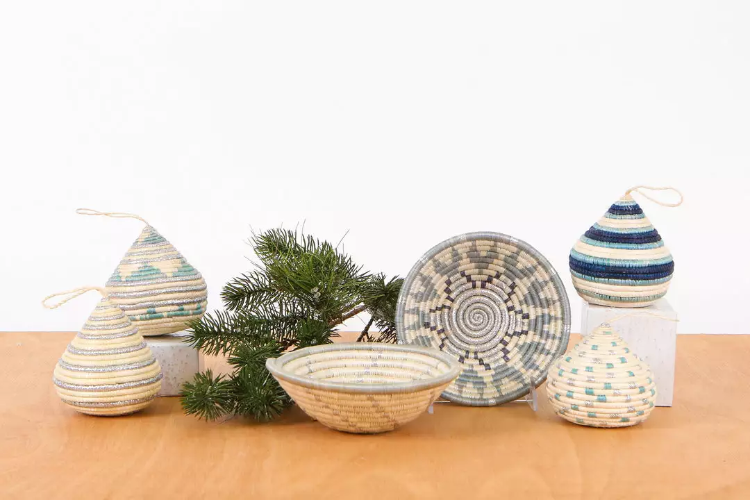 KAZI Fair Trade Striped Silver Bulb Ornament 4 KAZI Fair Trade Striped Silver Bulb Ornament