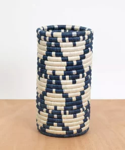 KAZI Tall Metallic Silver + Blue Night Vase Storage