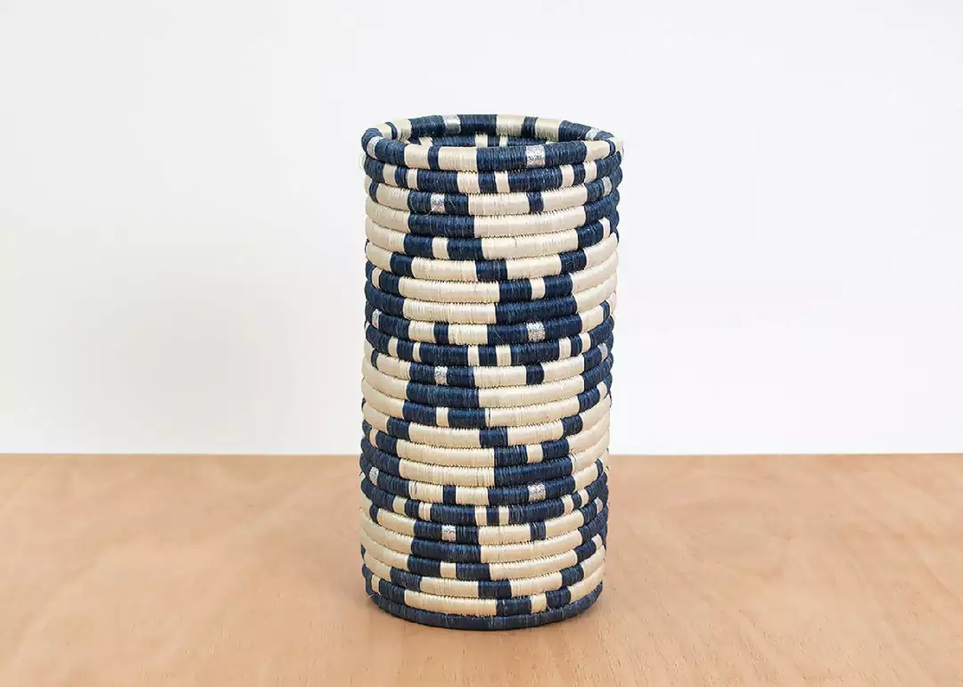 KAZI Tall Metallic Silver + Blue Night Vase Storage 1 KAZI Tall Metallic Silver + Blue Night Vase Storage