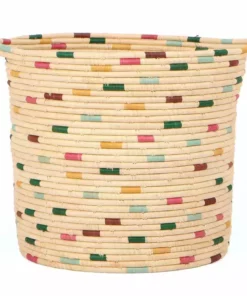 KAZI Vivid Dashed Raffia Floor Storage Basket Home Goods
