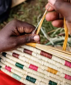 KAZI Vivid Dashed Raffia Floor Storage Basket Home Goods 8 KAZI Vivid Dashed Raffia Floor Storage Basket Home Goods