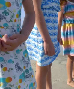 Honey Cake Tiger Kids' Hello Fun Wave Short Sleeve Dress