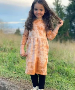 North Of West Kids' Tie Dye Long Sleeve Dress - Amber