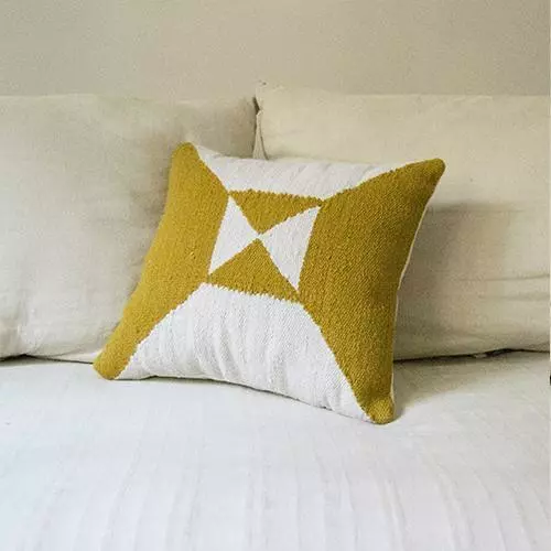 Kiliim Cream + Yellow Arrows Wool Throw Pillow Cover 1 Kiliim Cream + Yellow Arrows Wool Throw Pillow Cover