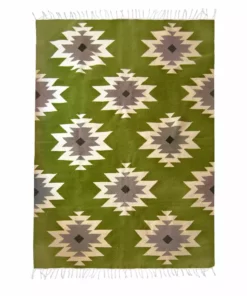 Kiliim Green Medallions Wool Runner / Rug