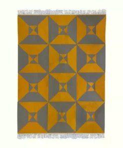 Kiliim Home Goods Gray + Yellow Arrows Wool Rug