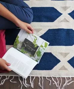 Kiliim Hexa Blue Wool Rug